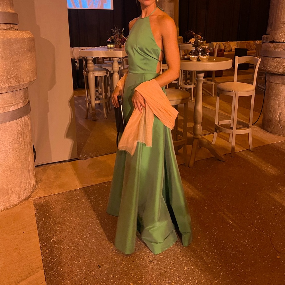 Bernadette green taffeta Delilah dress